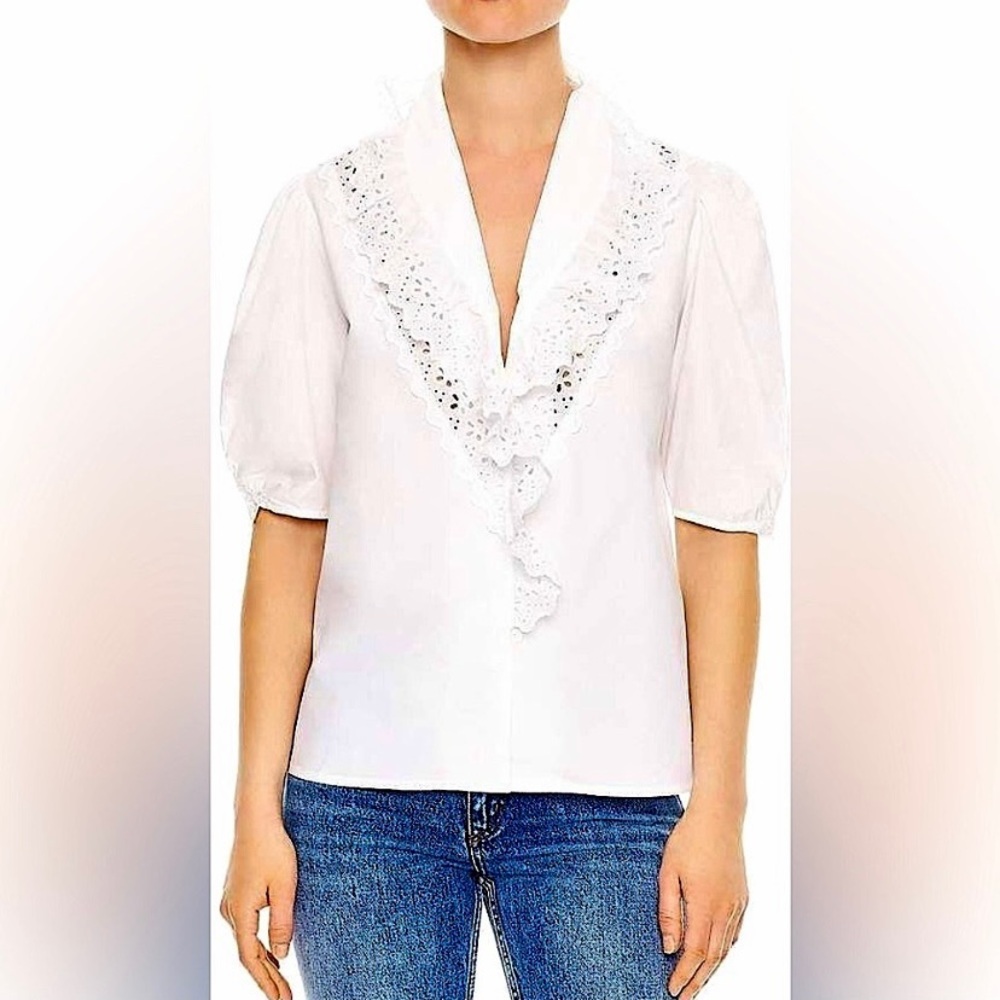 NWOT Sandro Vitaa Oversized Collar w Eyelet Detail Top